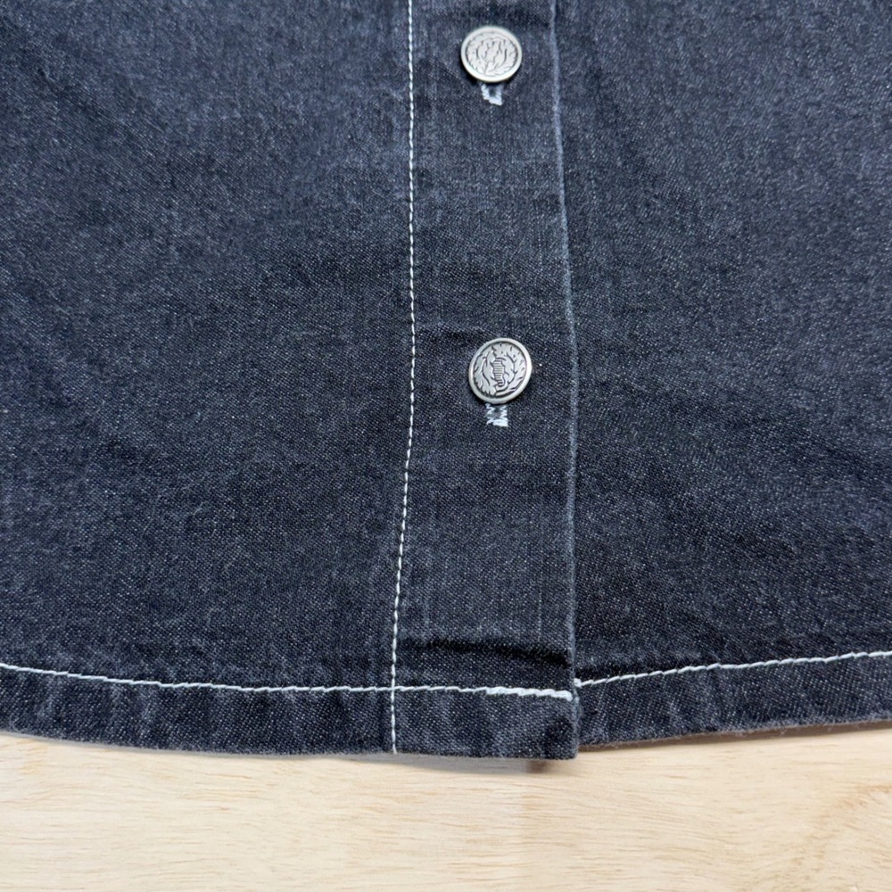 Y2K MGR Button-Front Denim Mini Skirt Black Vintage USA‎ Made A-Line Size 11 - Picture 4 of 10